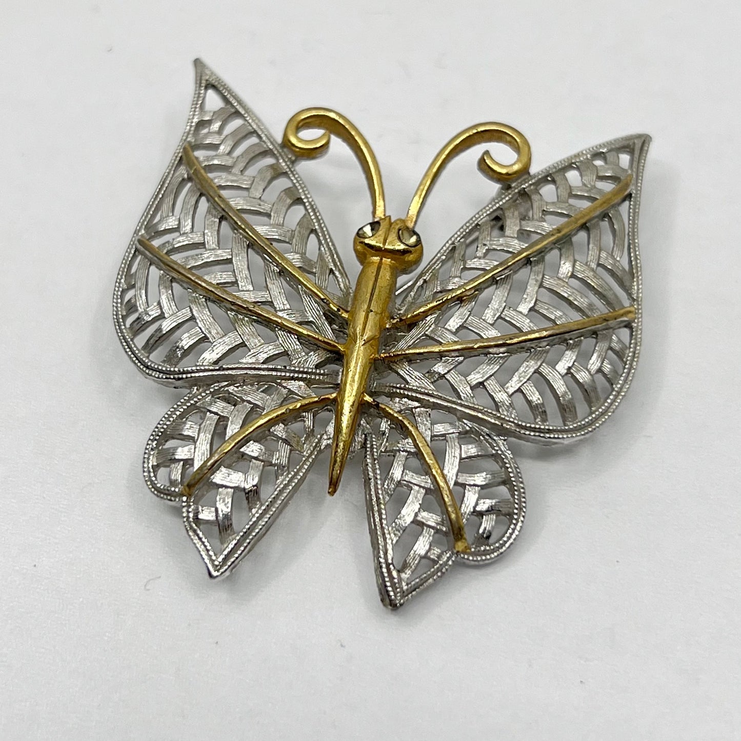 Vintage Avon silver tone butterfly brooch