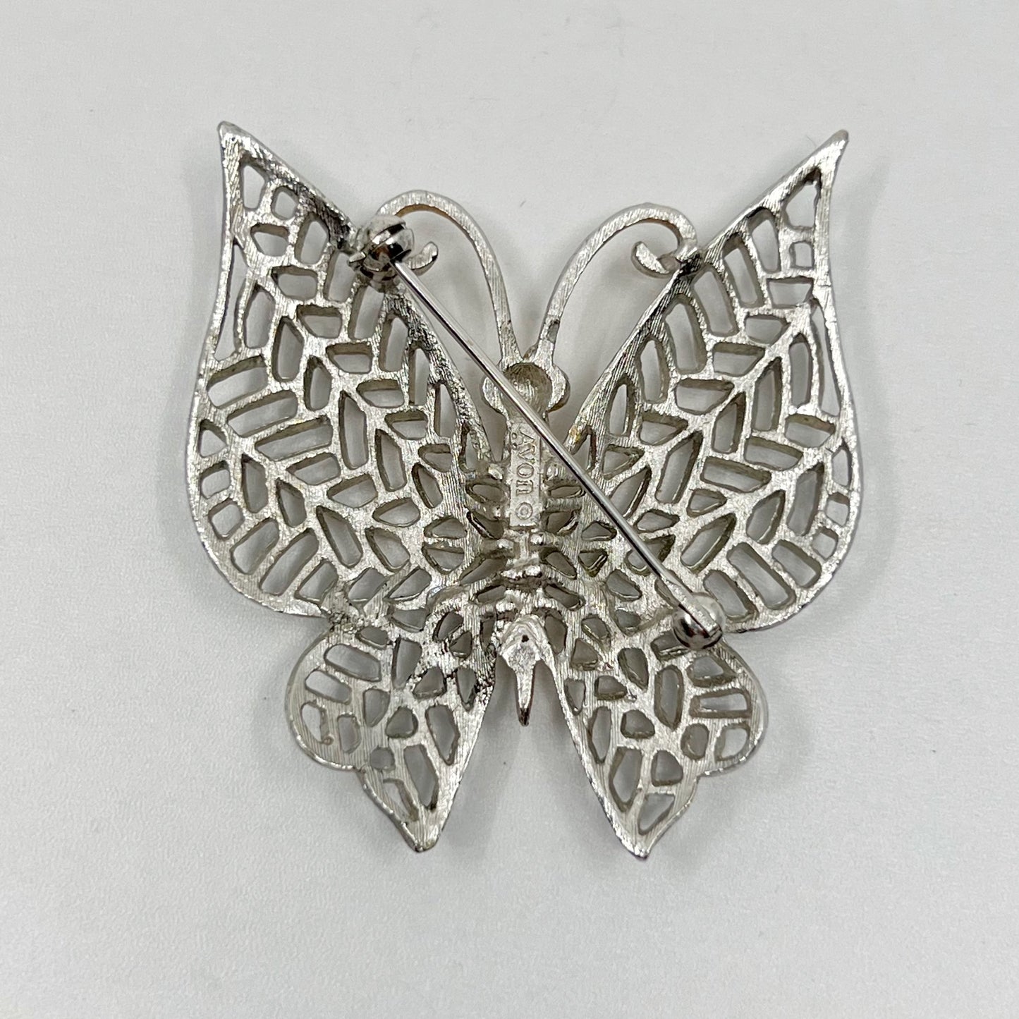 Vintage Avon silver tone butterfly brooch