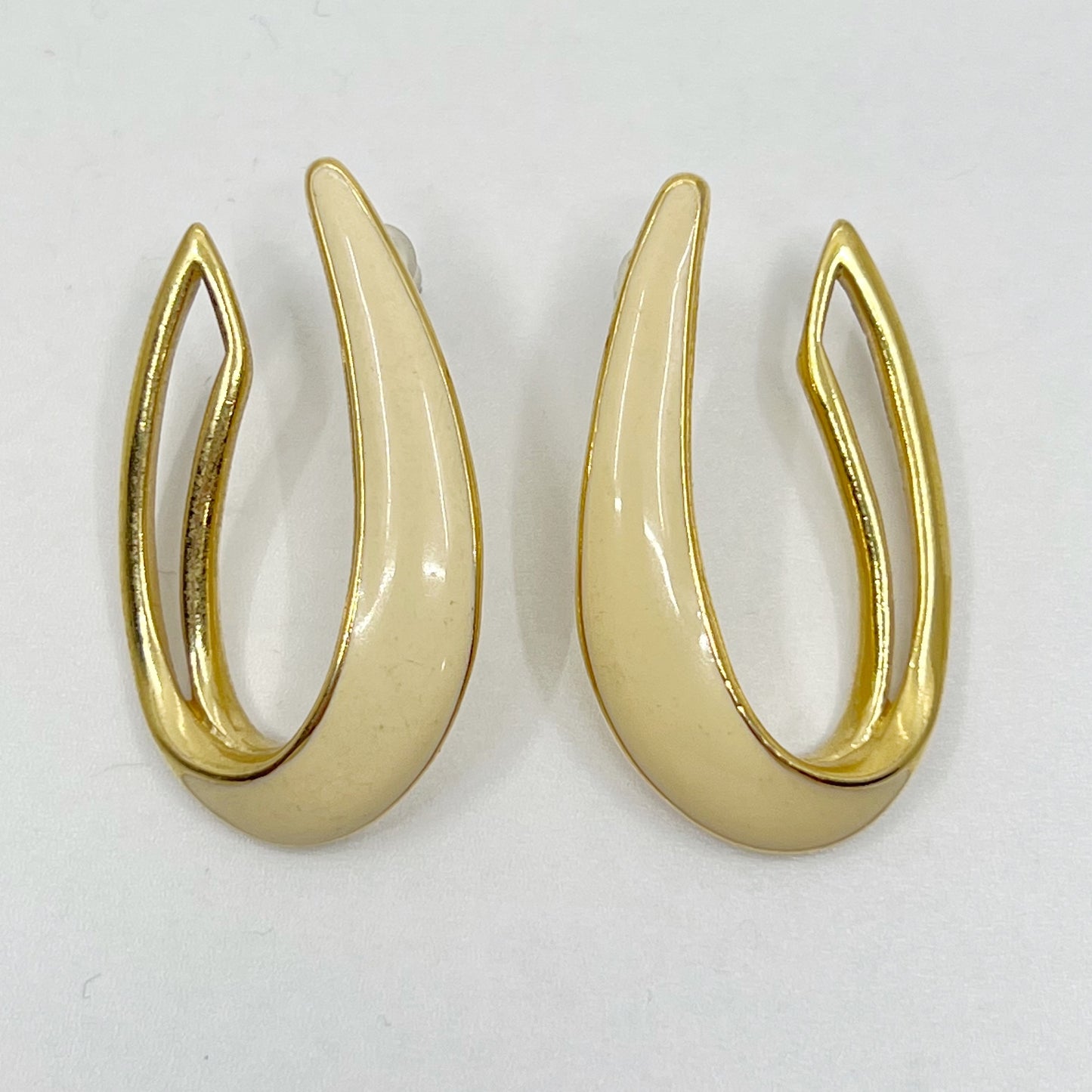 Trifari gold tone enamel earrings