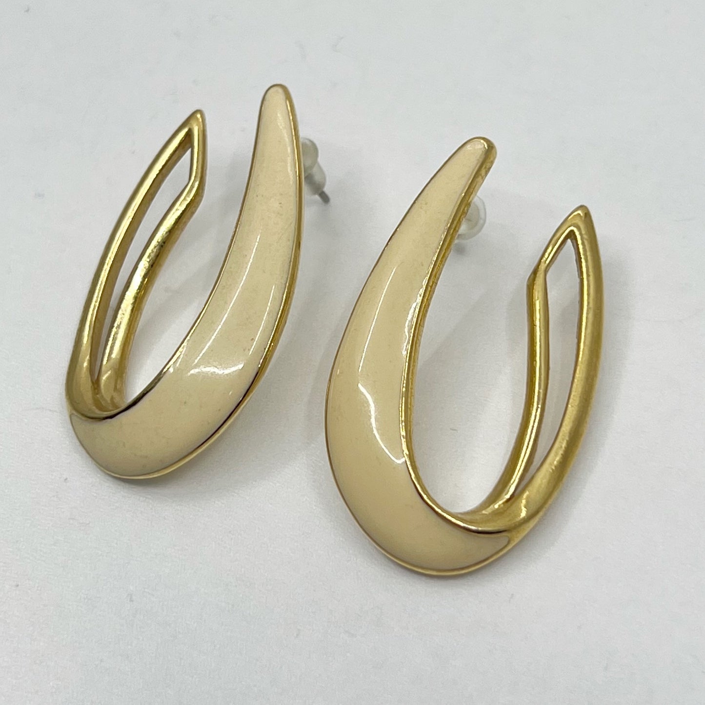 Trifari gold tone enamel earrings