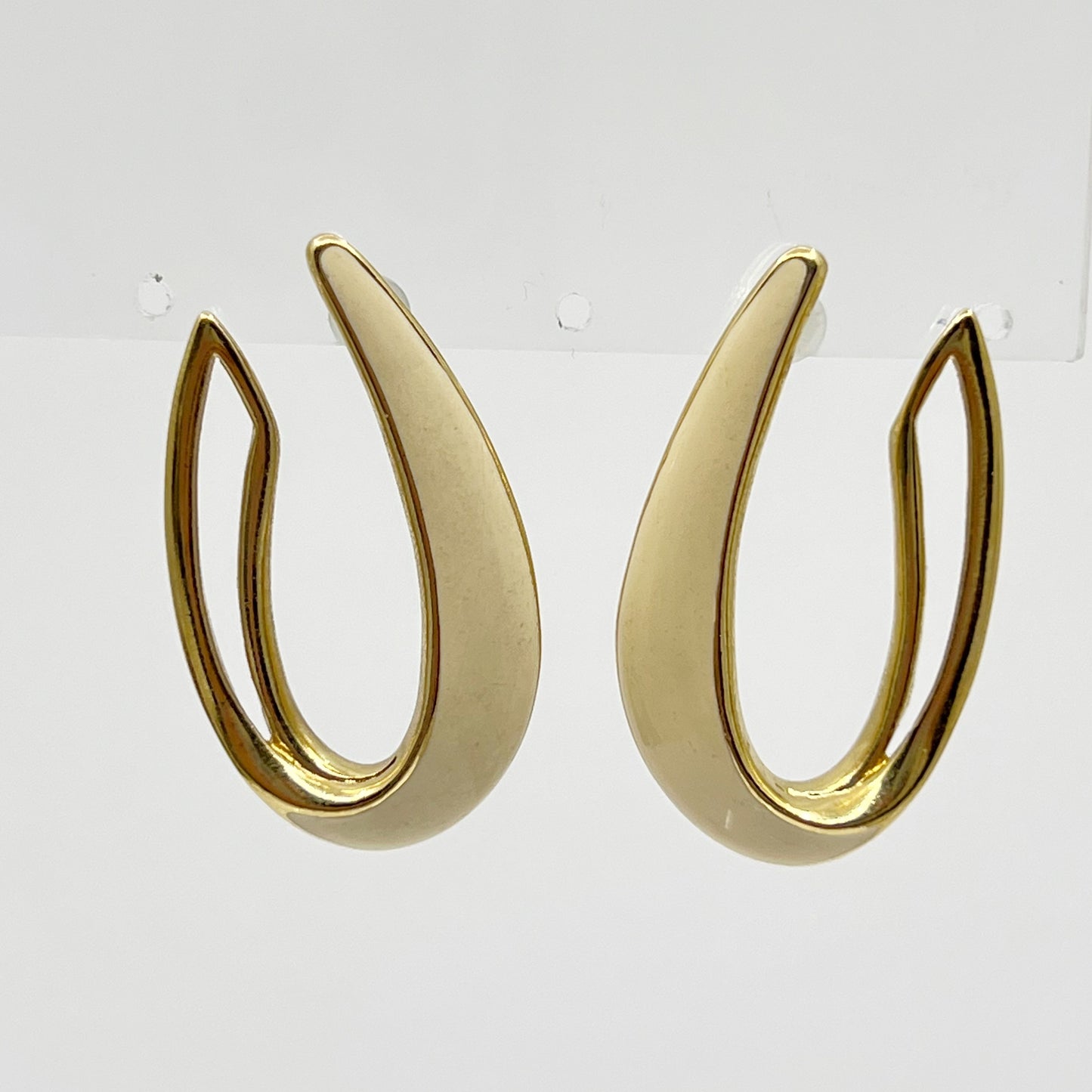 Trifari gold tone enamel earrings