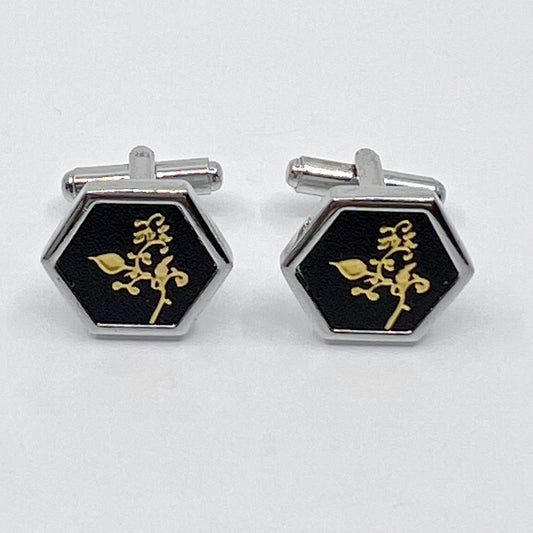 vintage silver tone & enamel Cufflinks