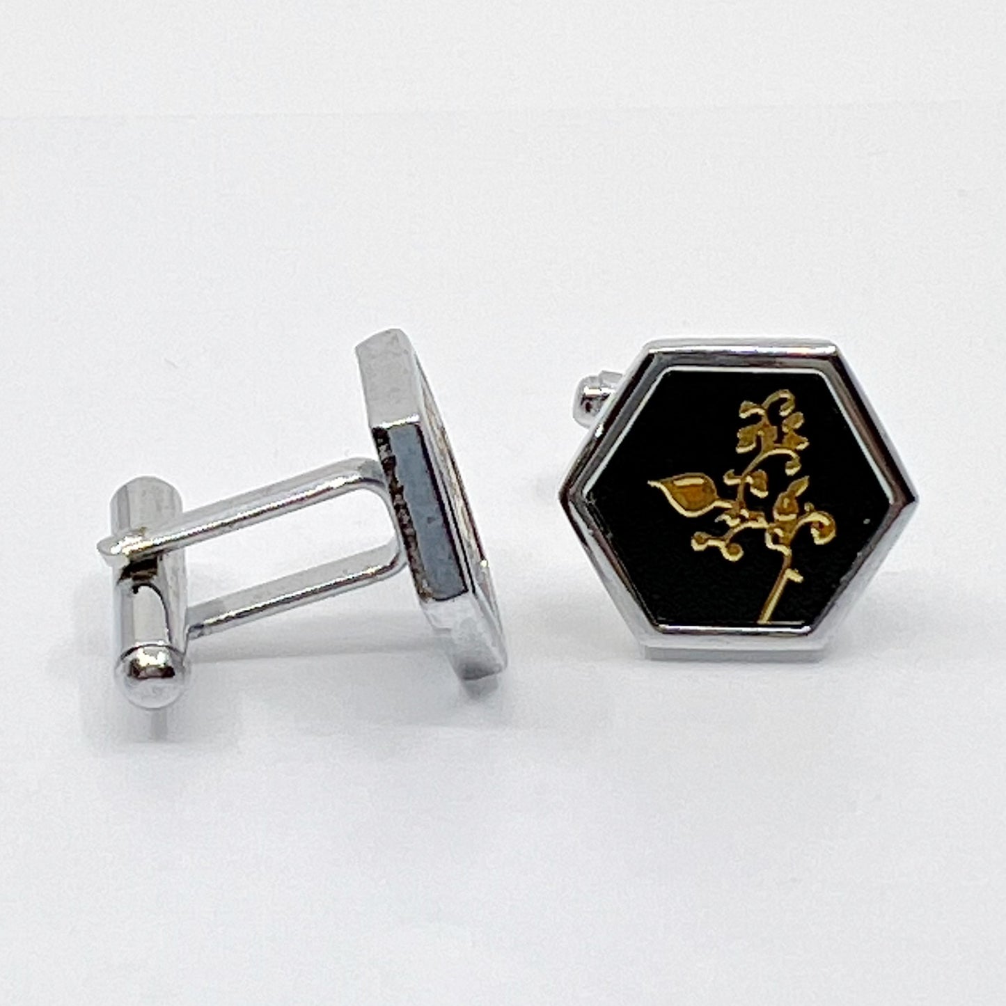 vintage silver tone & enamel Cufflinks