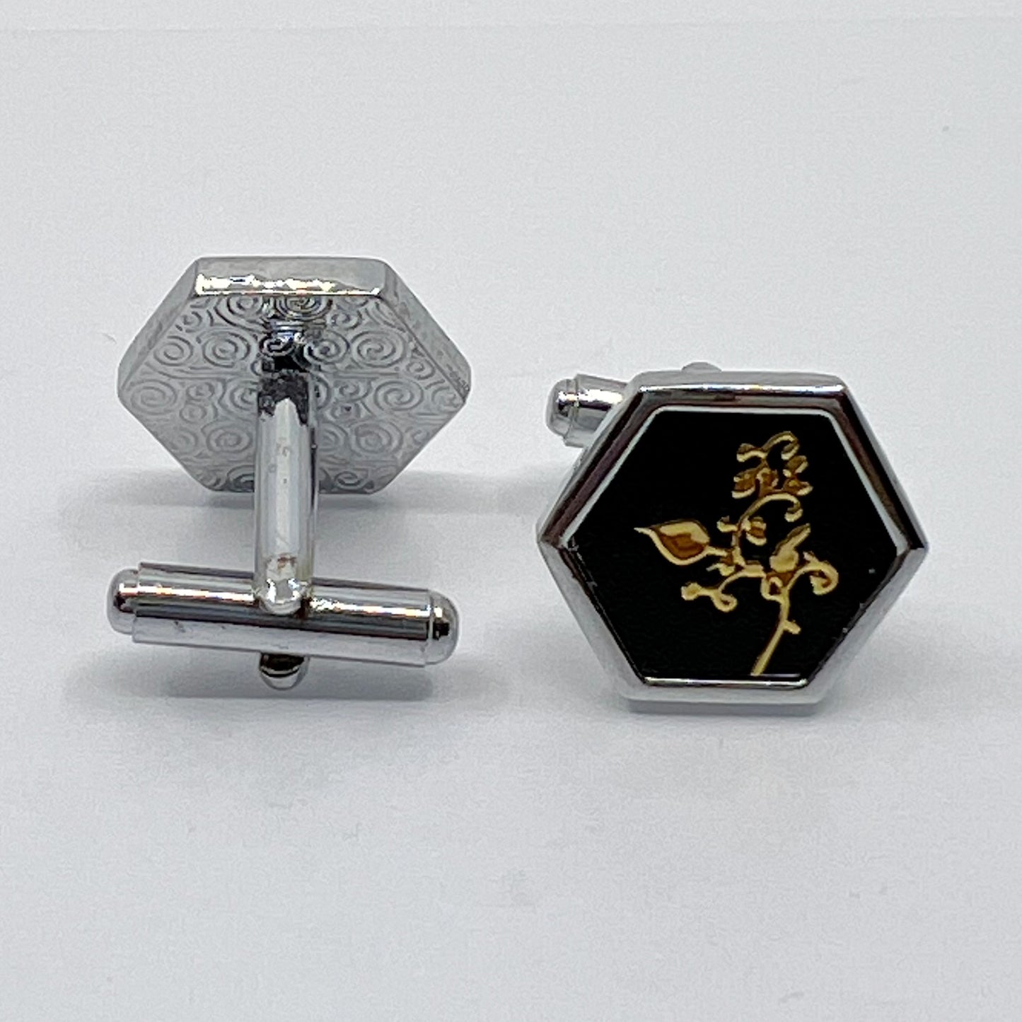 vintage silver tone & enamel Cufflinks