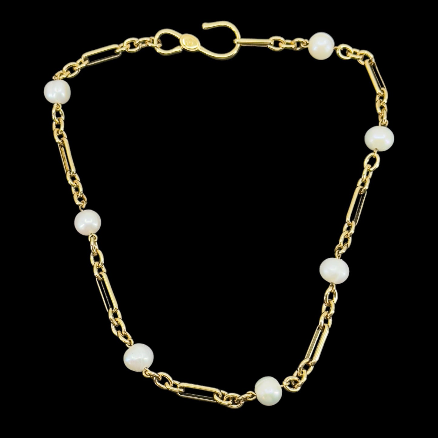 Gold tone freshwater pearl choker necklace