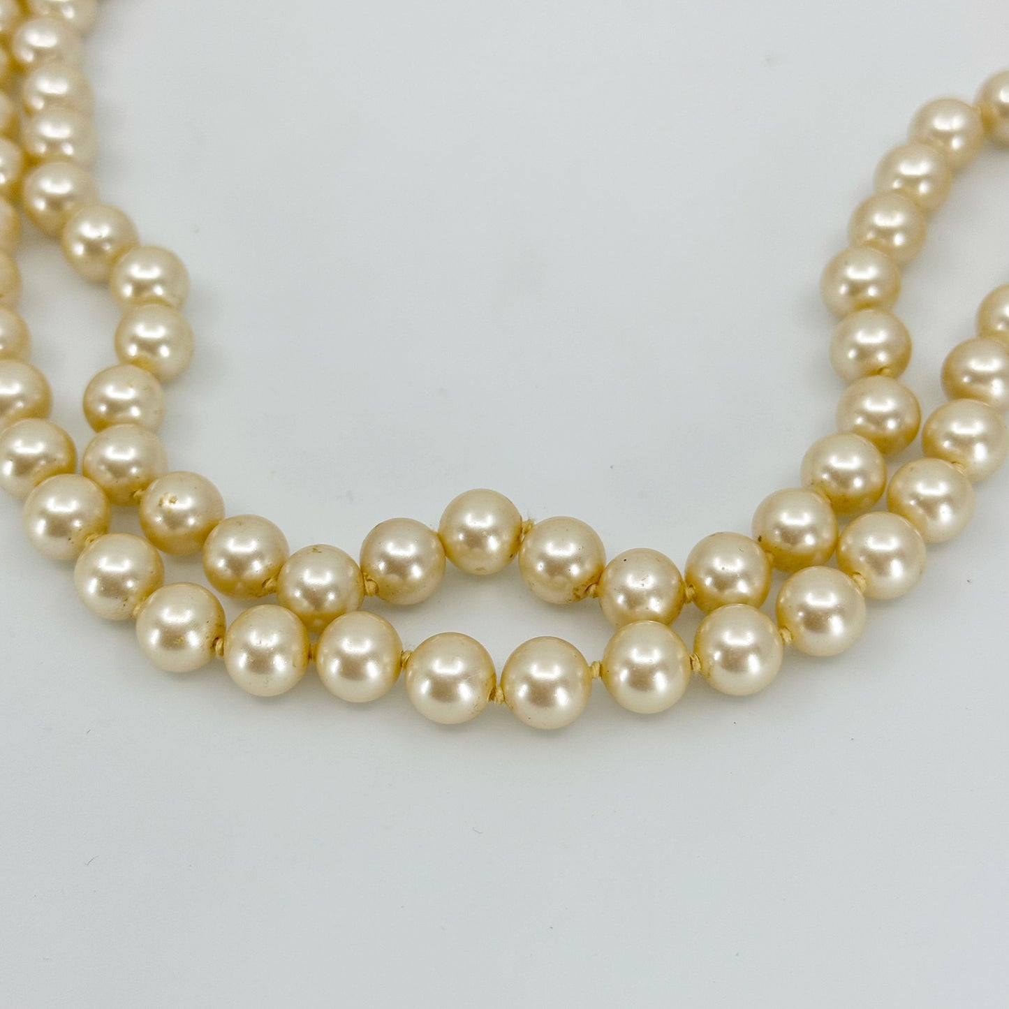 Vintage Gold filled double strand pearl & cubic zirconia necklace