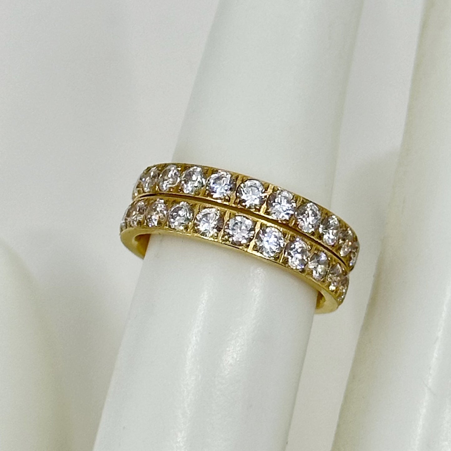 2 18k gold over Titanium Cubic zirconia band ring set