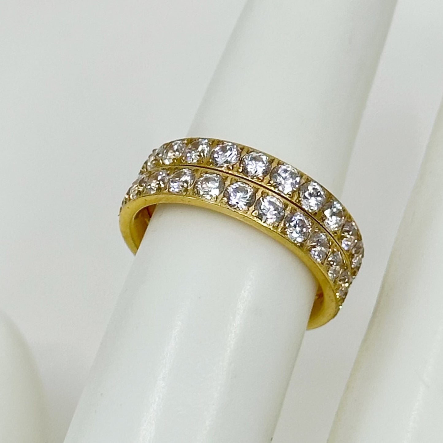 2 18k gold over Titanium Cubic zirconia band ring set