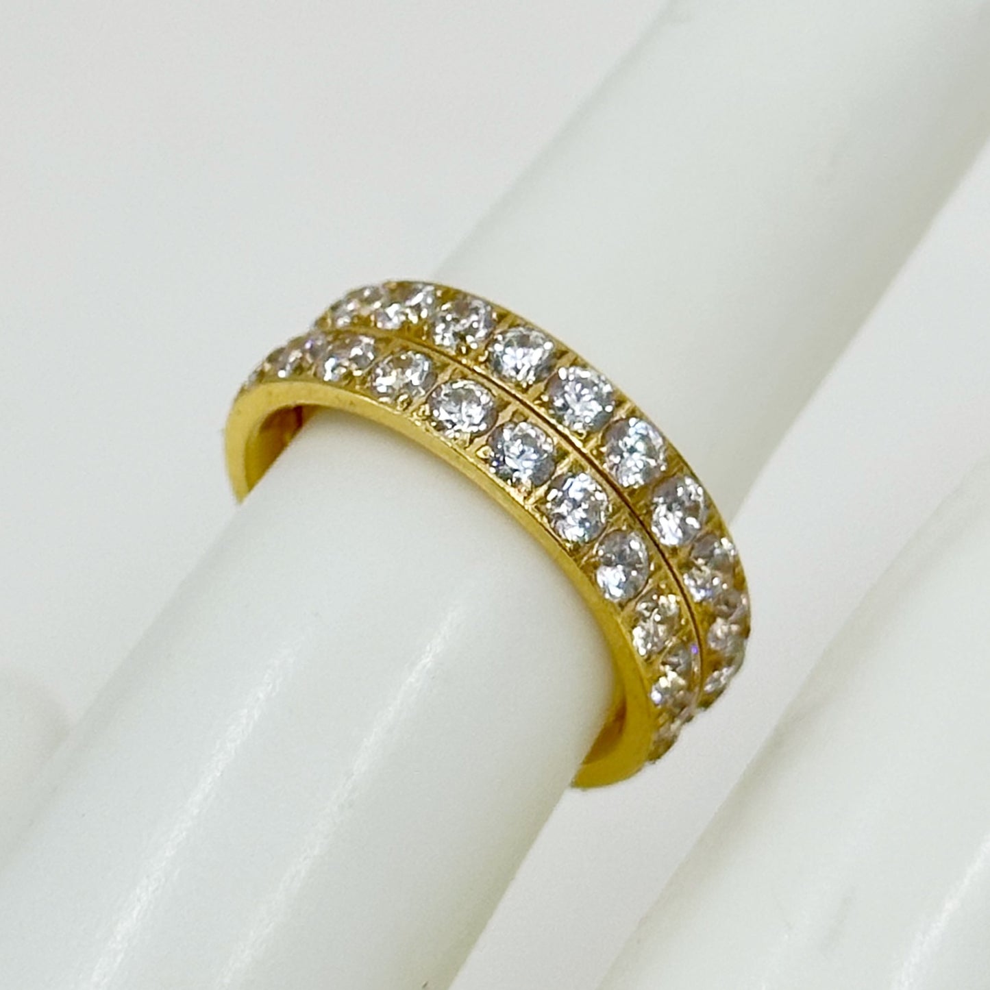 2 18k gold over Titanium Cubic zirconia band ring set