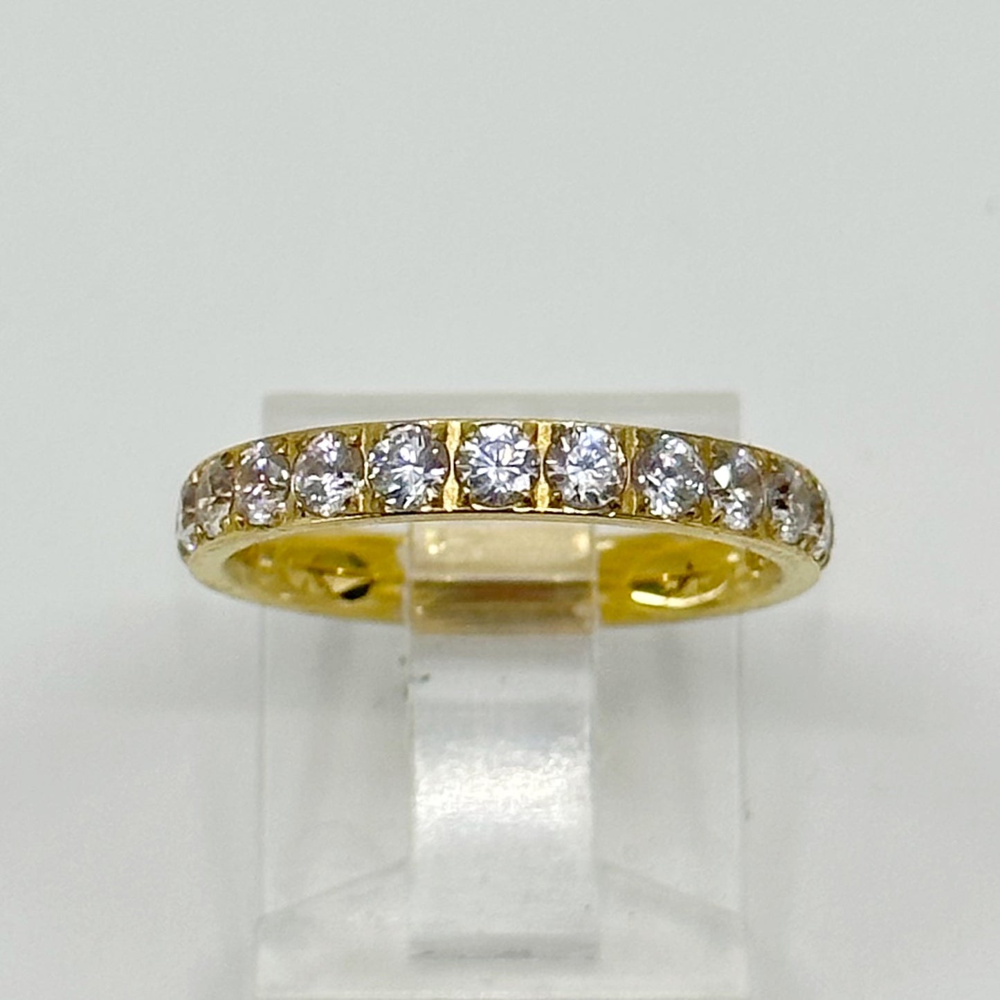 2 18k gold over Titanium Cubic zirconia band ring set