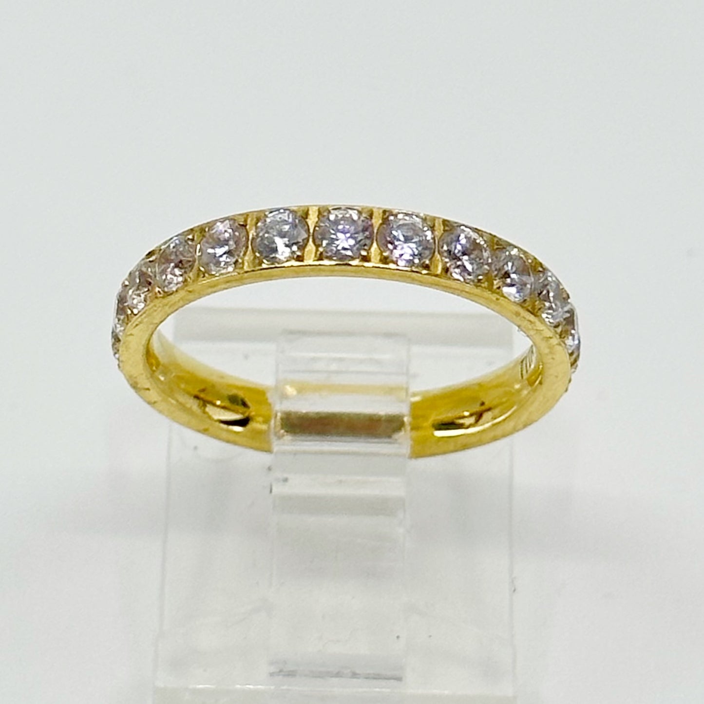 2 18k gold over Titanium Cubic zirconia band ring set