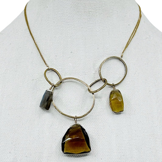 Alexis Bittar gold tone smoky quartz & labradorite bead necklace