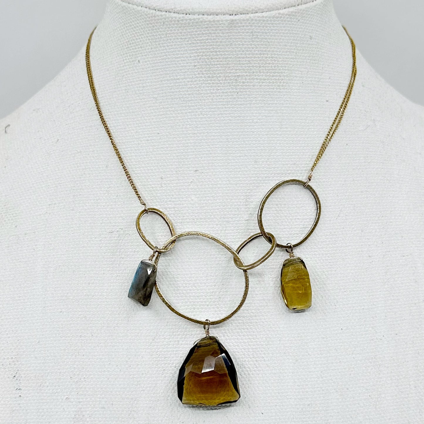 Alexis Bittar gold tone smoky quartz & labradorite bead necklace