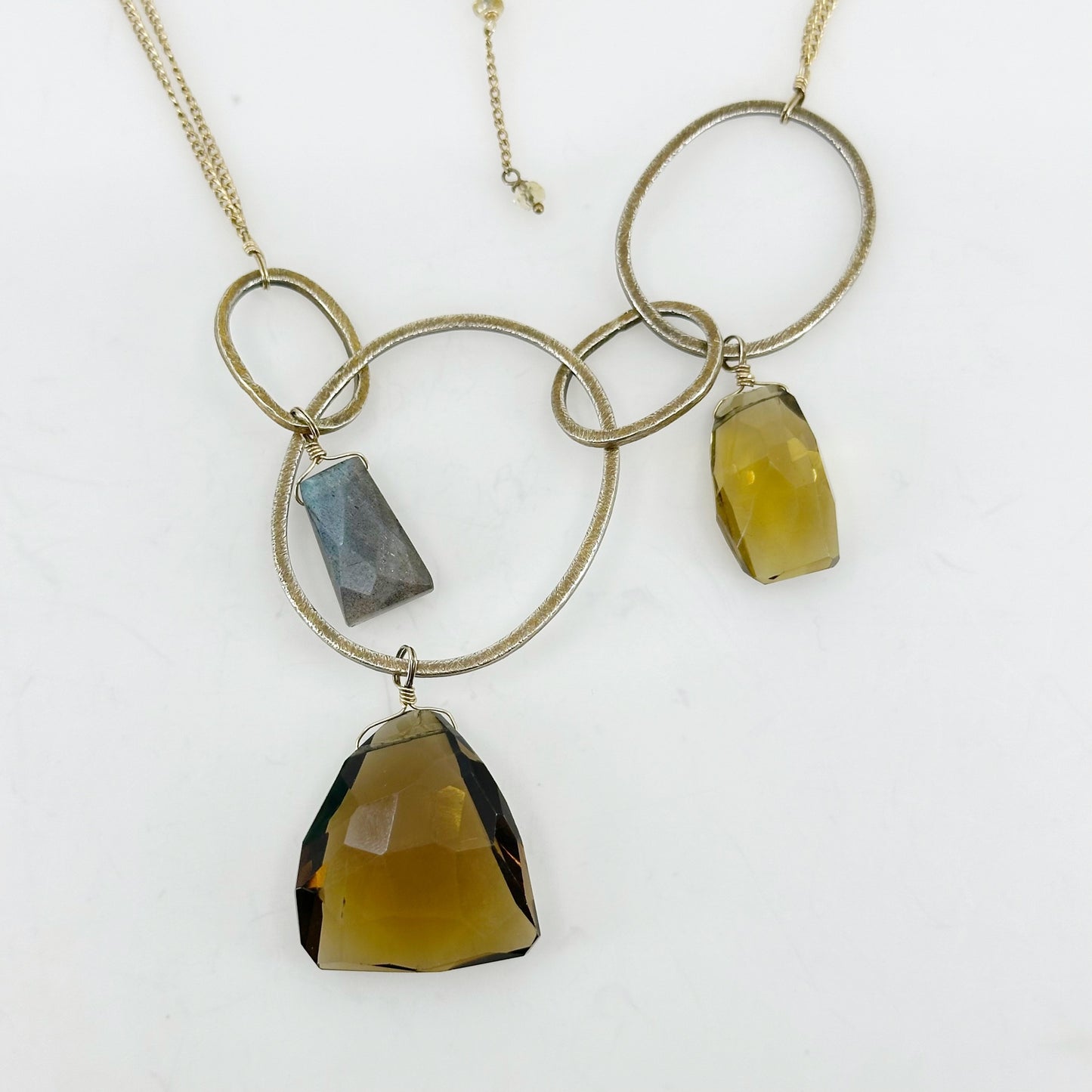 Alexis Bittar gold tone smoky quartz & labradorite bead necklace