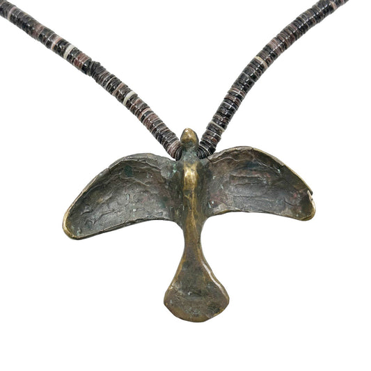 navajo bronze thunderbird heishi shell necklace