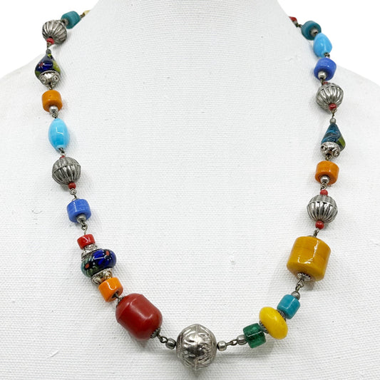 Vintage African glass & bone bead necklace