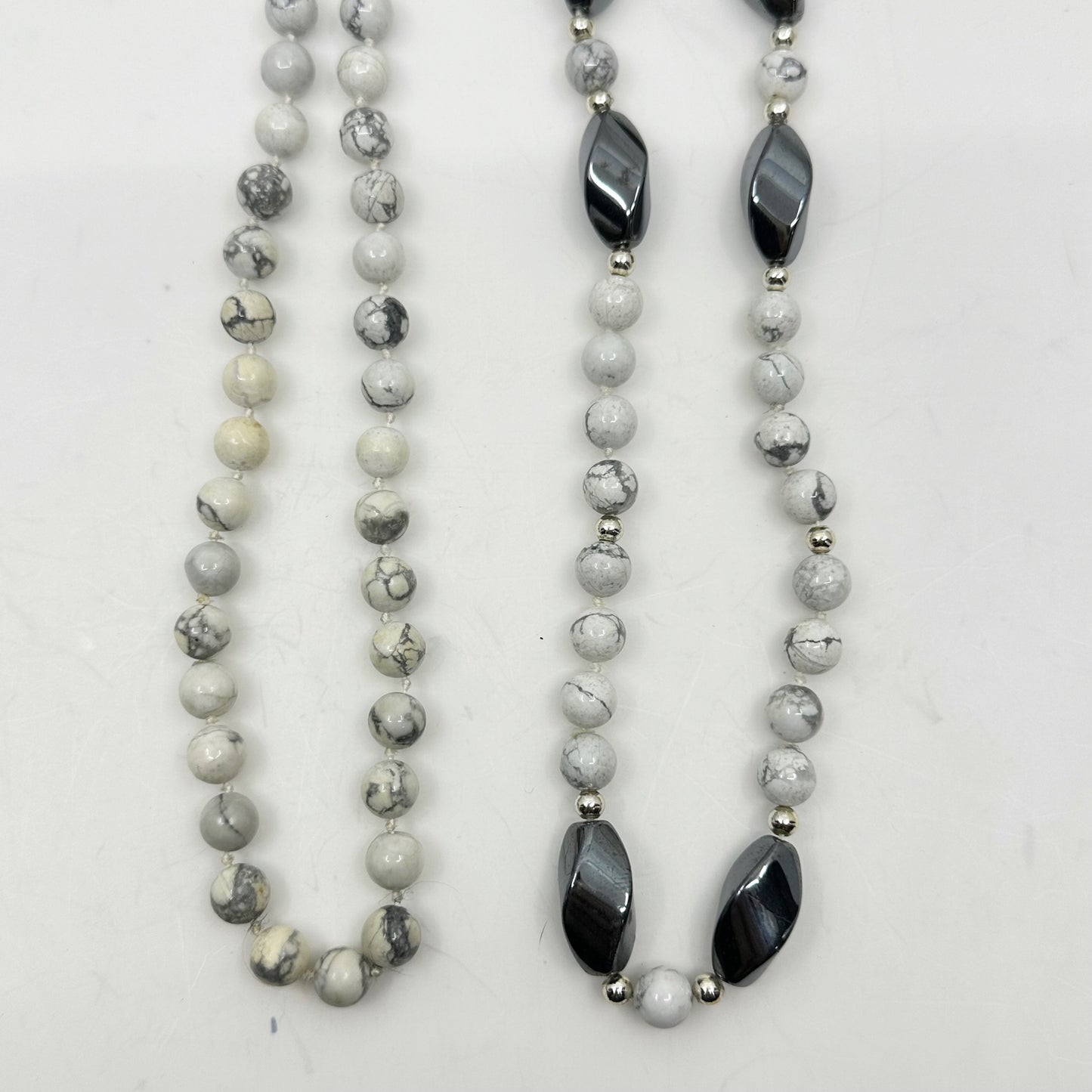 white jasper & hematite bead necklace