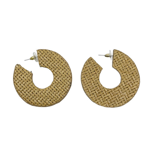 Woven raffia hoop earrings