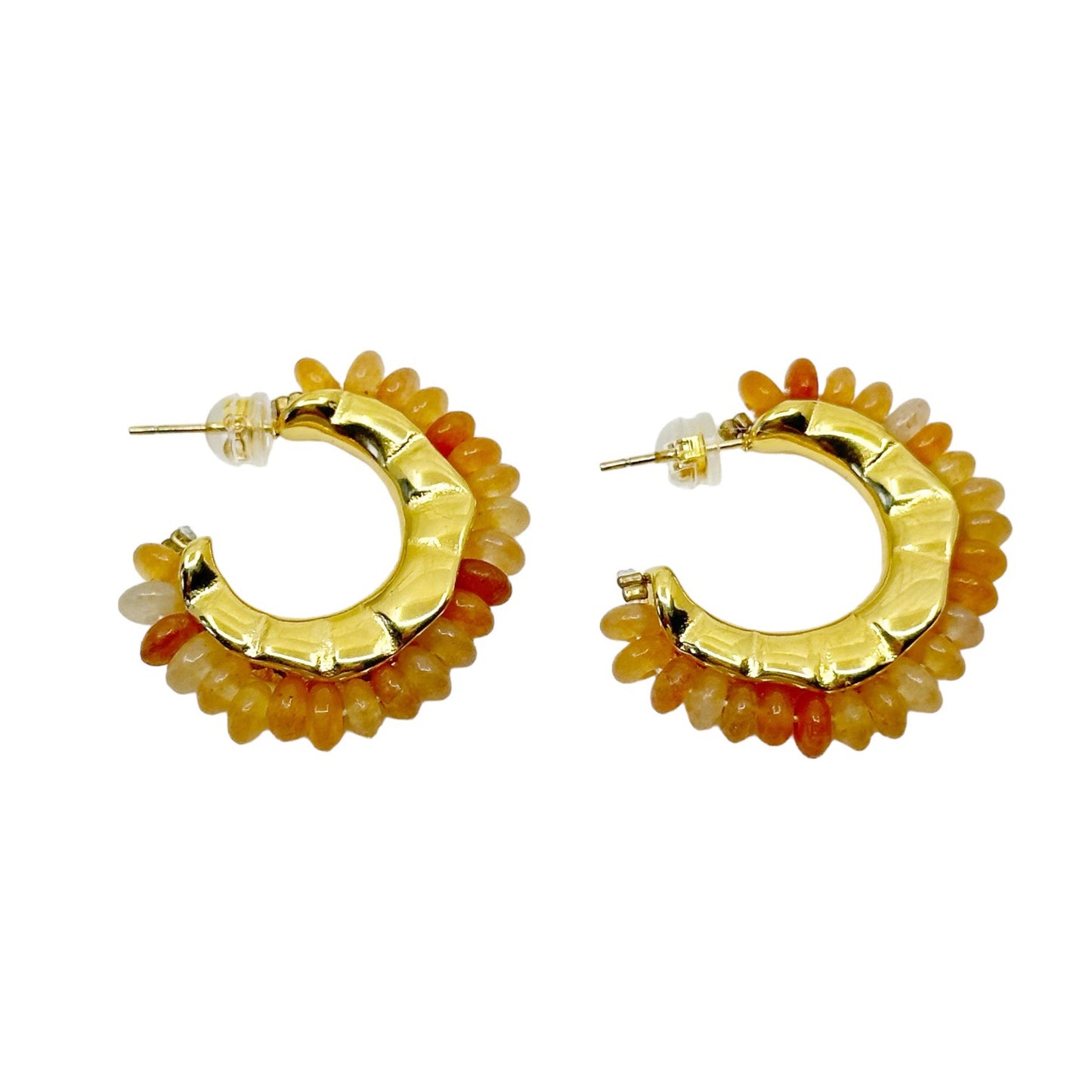 Gold Tone carnelian hoop earrings