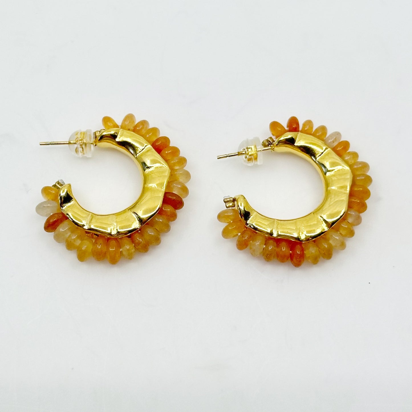 Gold Tone carnelian hoop earrings