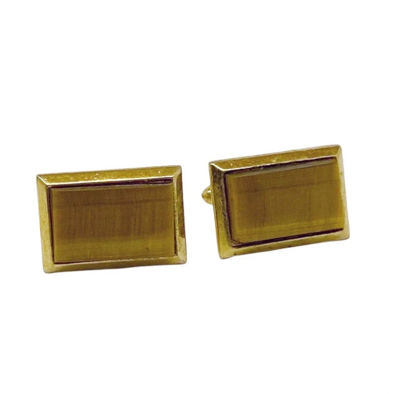 Vintage gold filled tiger eye cufflinks