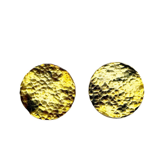 22k gold over sterling silver hammered disk stud earrings - GM172