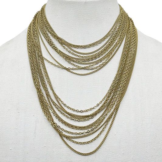 Vintage Gold tone multi chain choker necklace