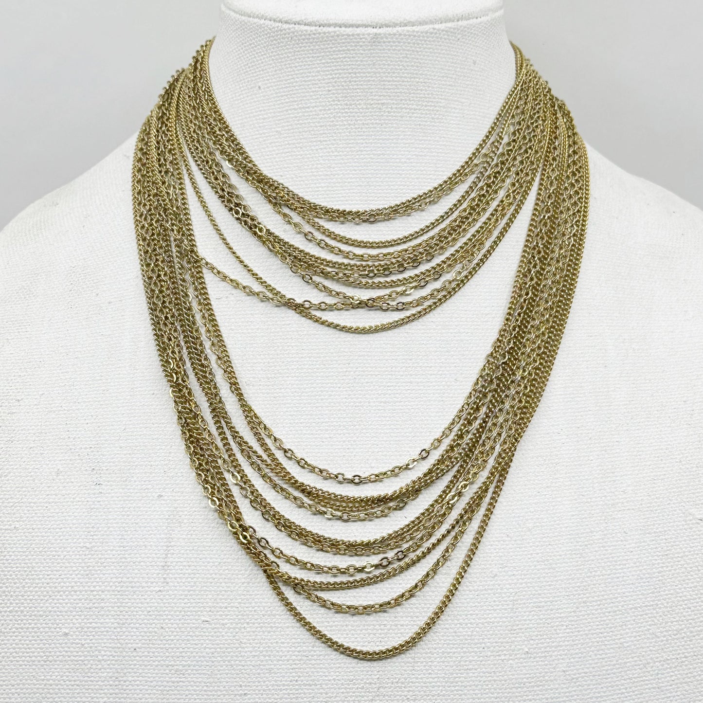 Vintage Gold tone multi chain choker necklace