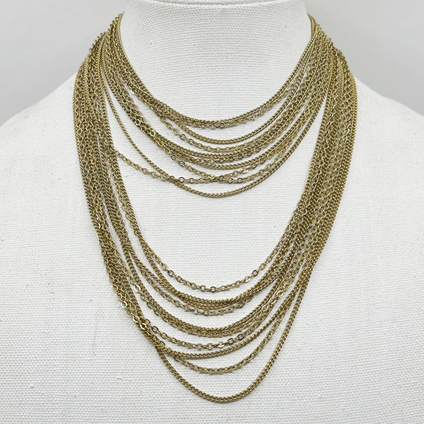 Vintage Gold tone multi chain choker necklace