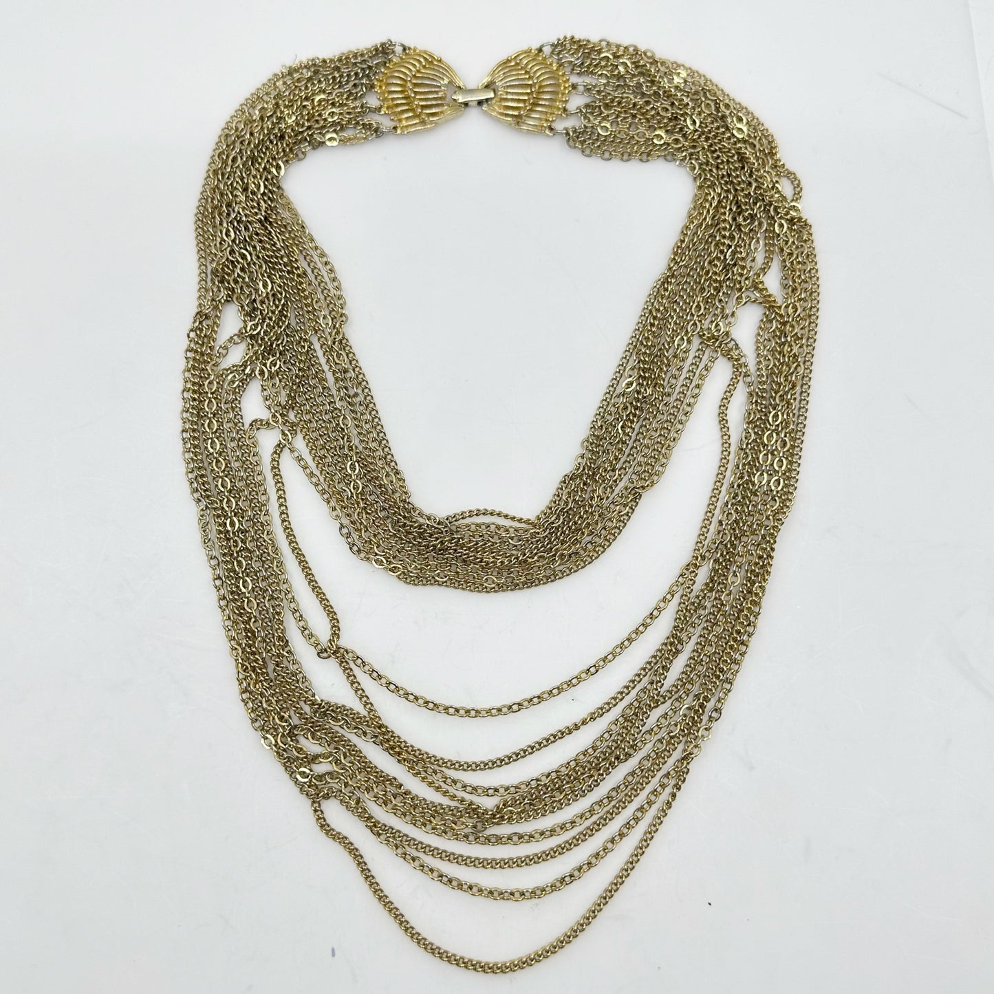 Vintage Gold tone multi chain choker necklace