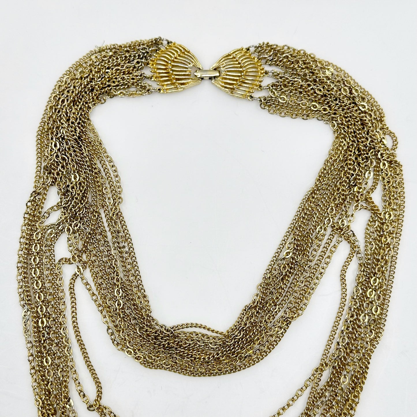 Vintage Gold tone multi chain choker necklace