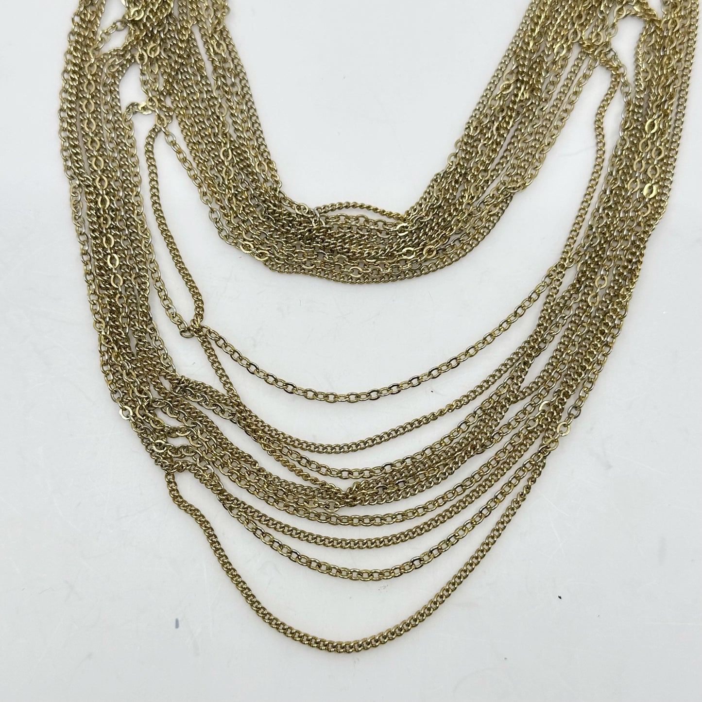 Vintage Gold tone multi chain choker necklace