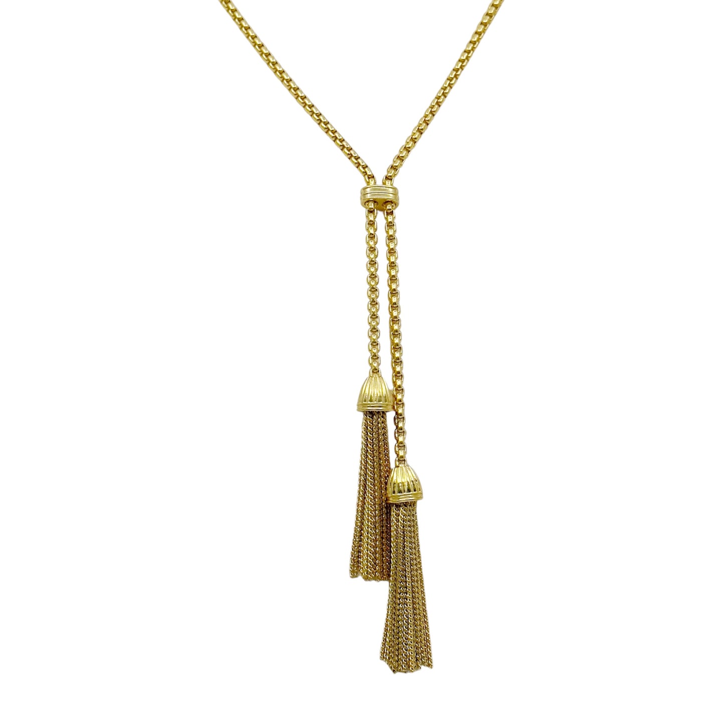 J.Crew Gold tone chain Tassel lariat necklace