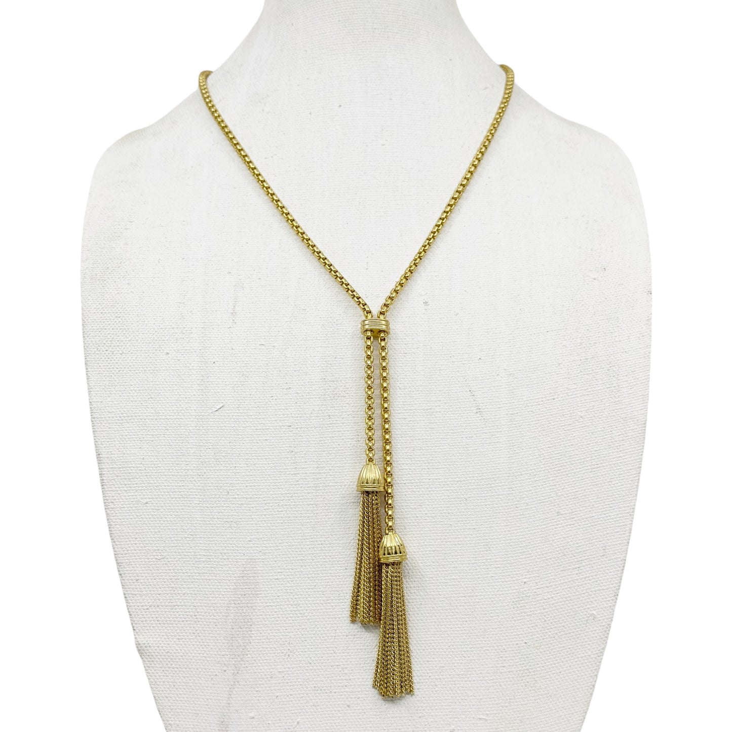 J.Crew Gold tone chain Tassel lariat necklace