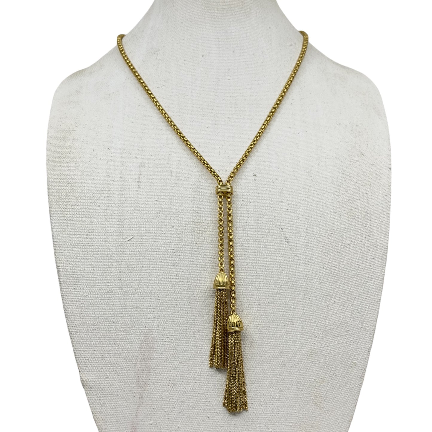 J.Crew Gold tone chain Tassel lariat necklace