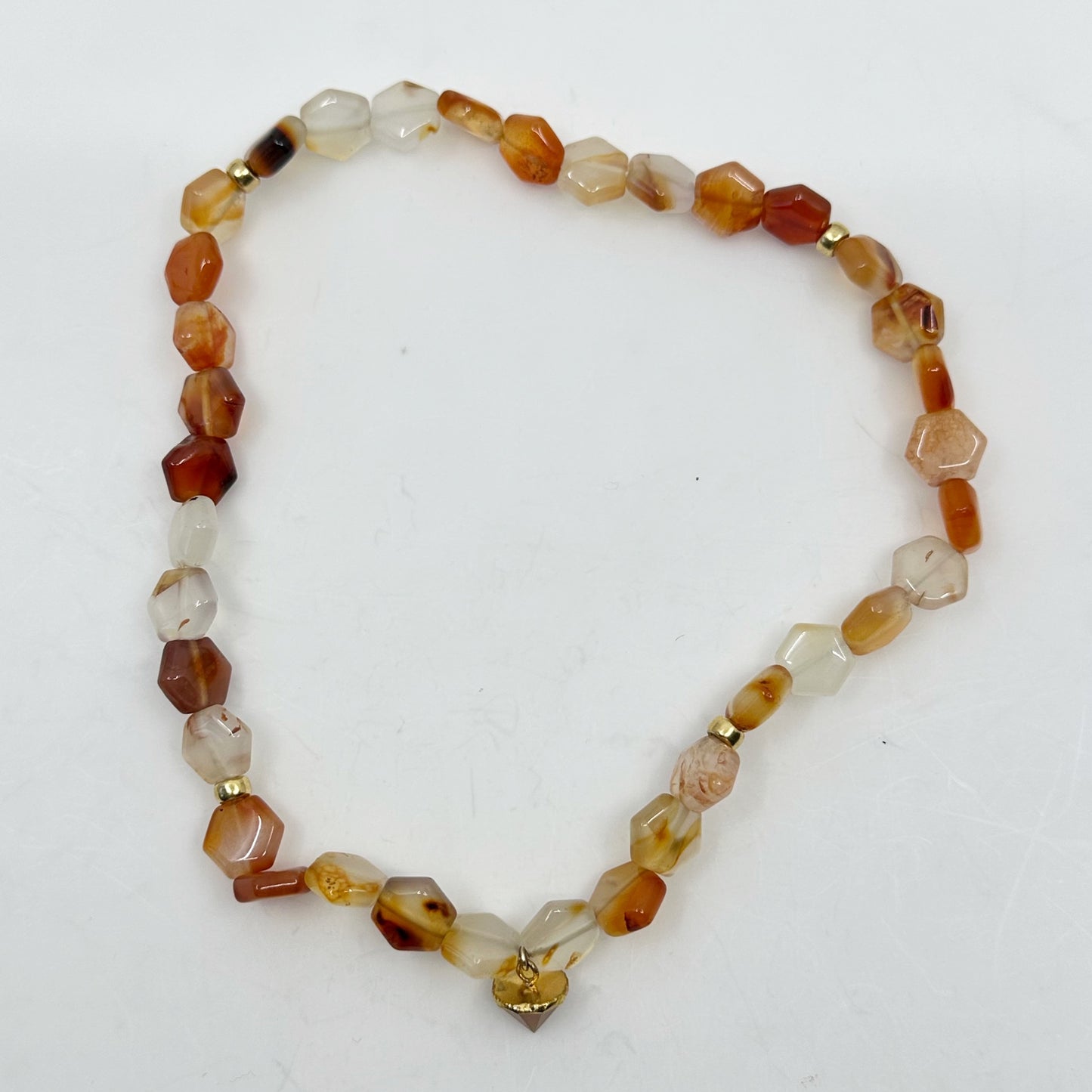 Gold Tone carnelian bead stretch wrap bracelet