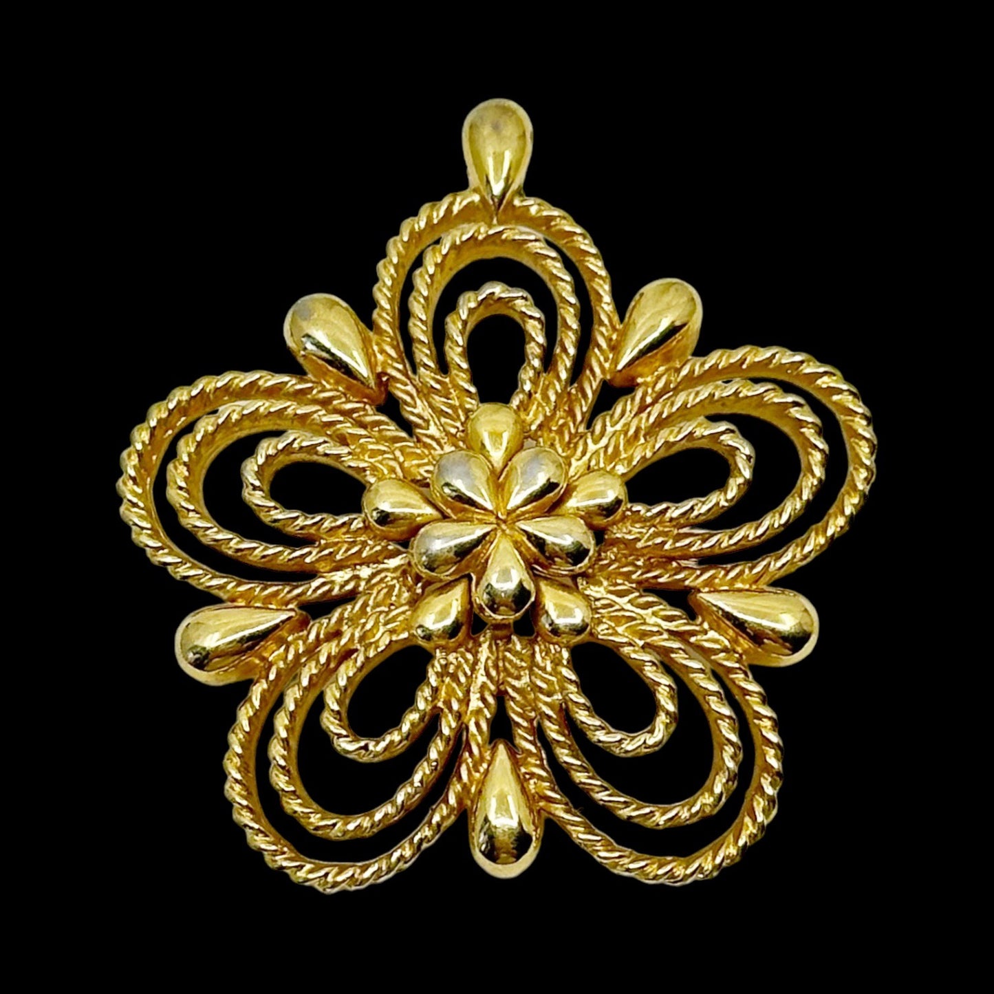 vintage Monet gold tone flower pendant