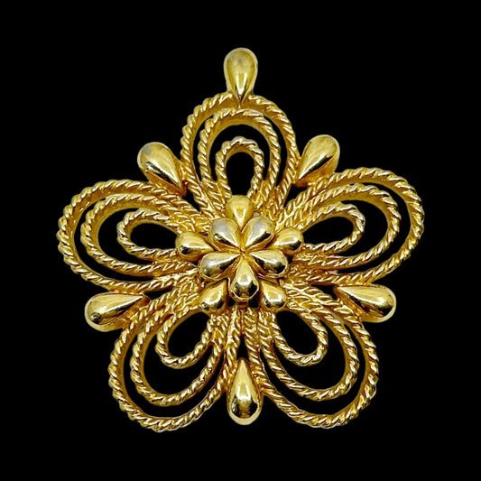 vintage Monet gold tone flower pendant