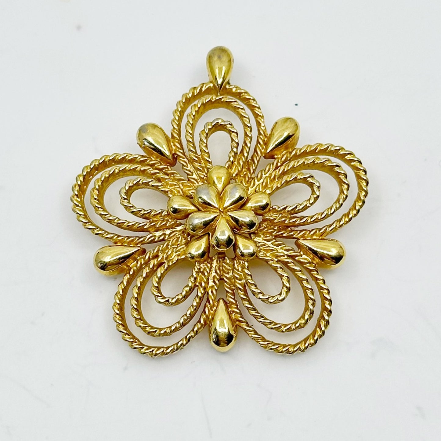 vintage Monet gold tone flower pendant