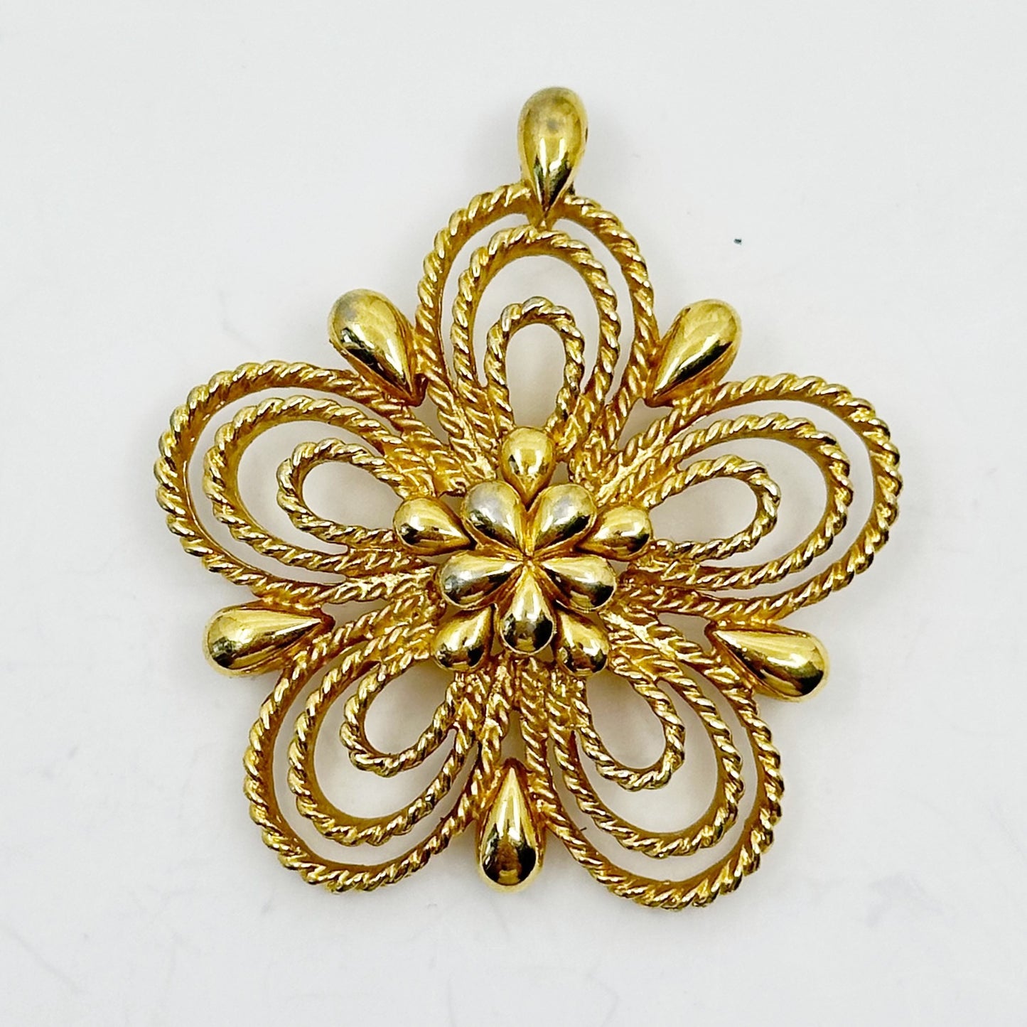 vintage Monet gold tone flower pendant