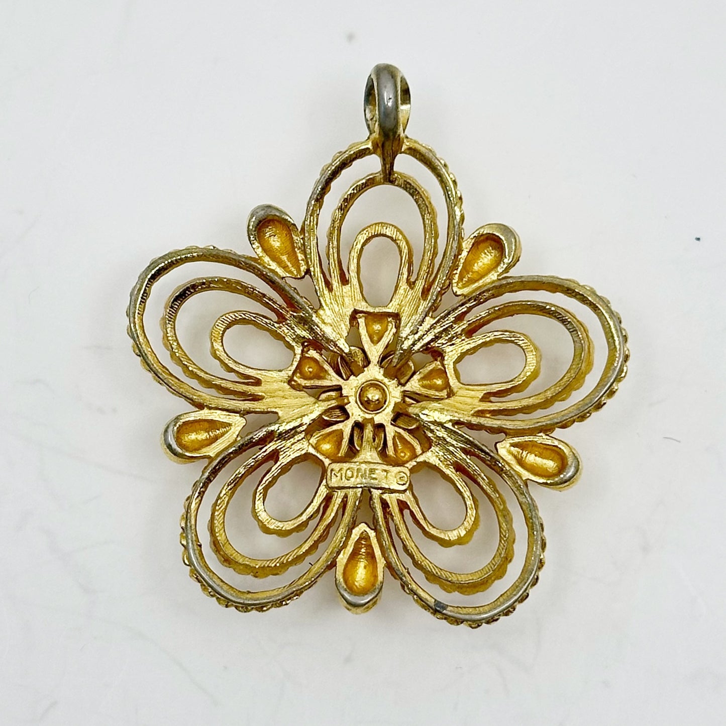 vintage Monet gold tone flower pendant