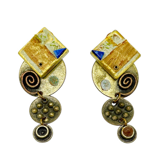 Hand Made lucite brass earrings