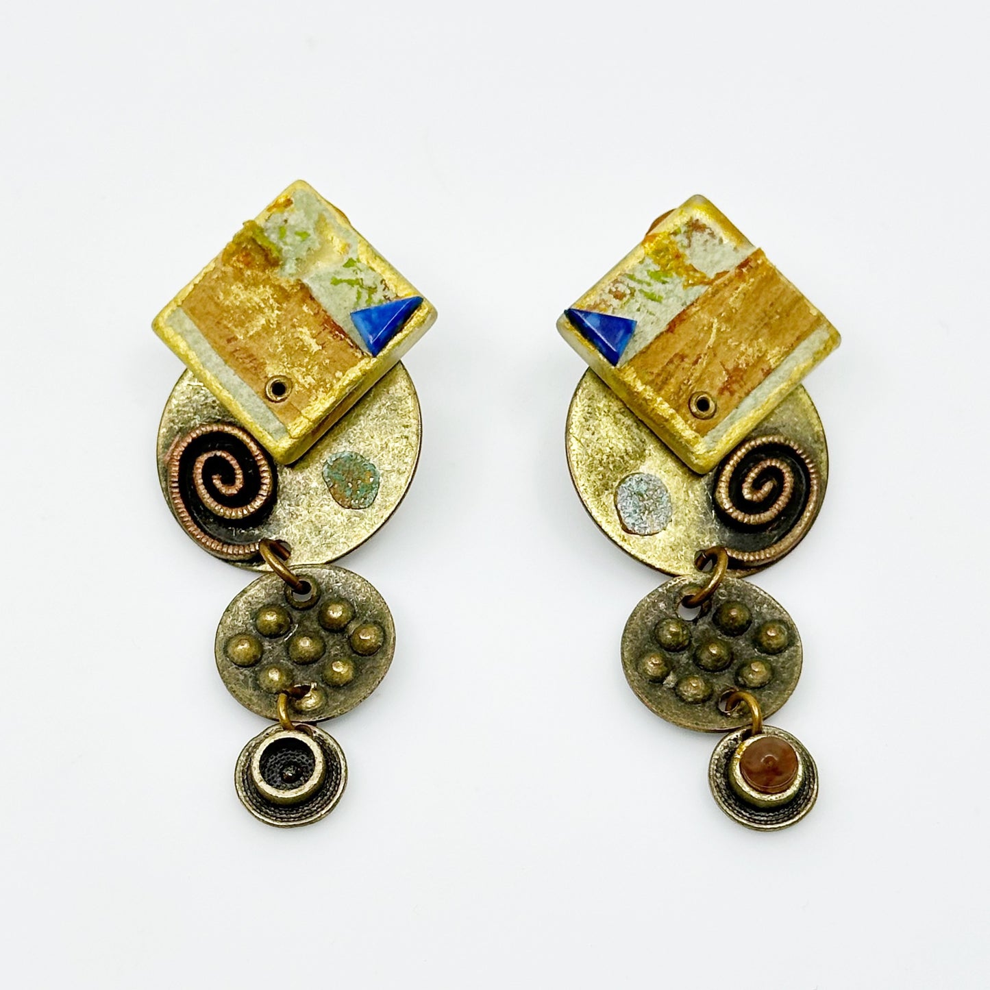 Hand Made lucite brass earrings