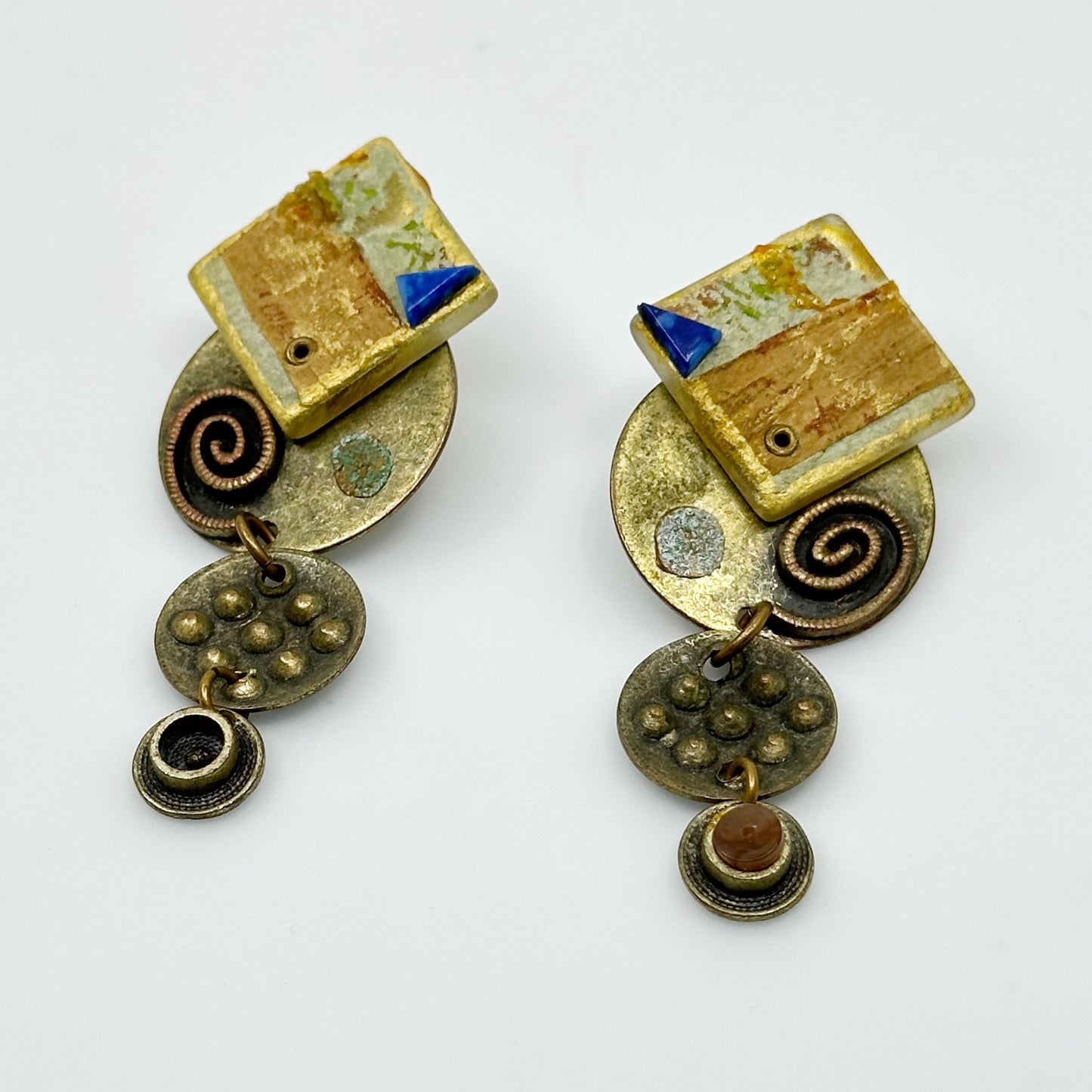 Hand Made lucite brass earrings