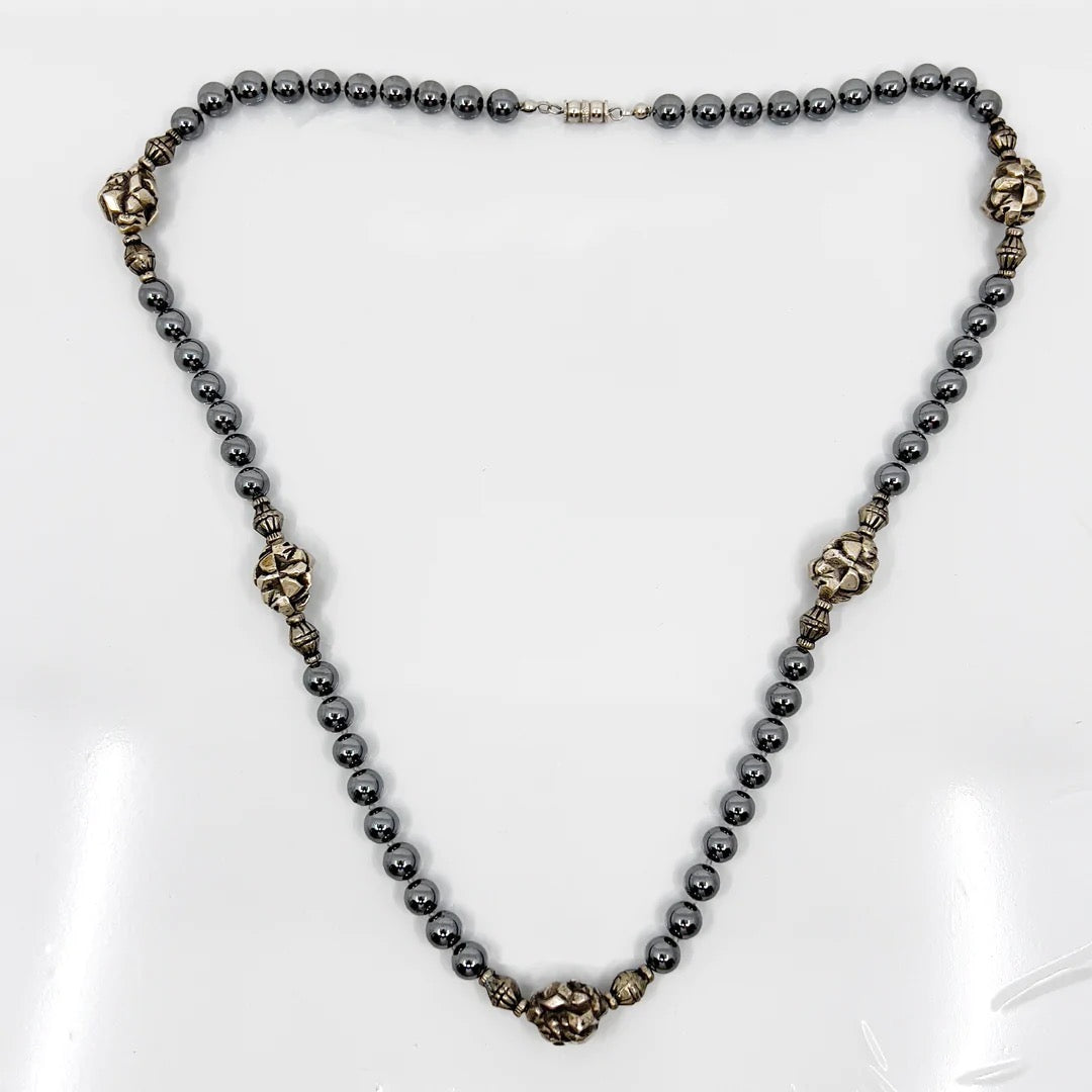 Les Bernard silver & hematite necklace