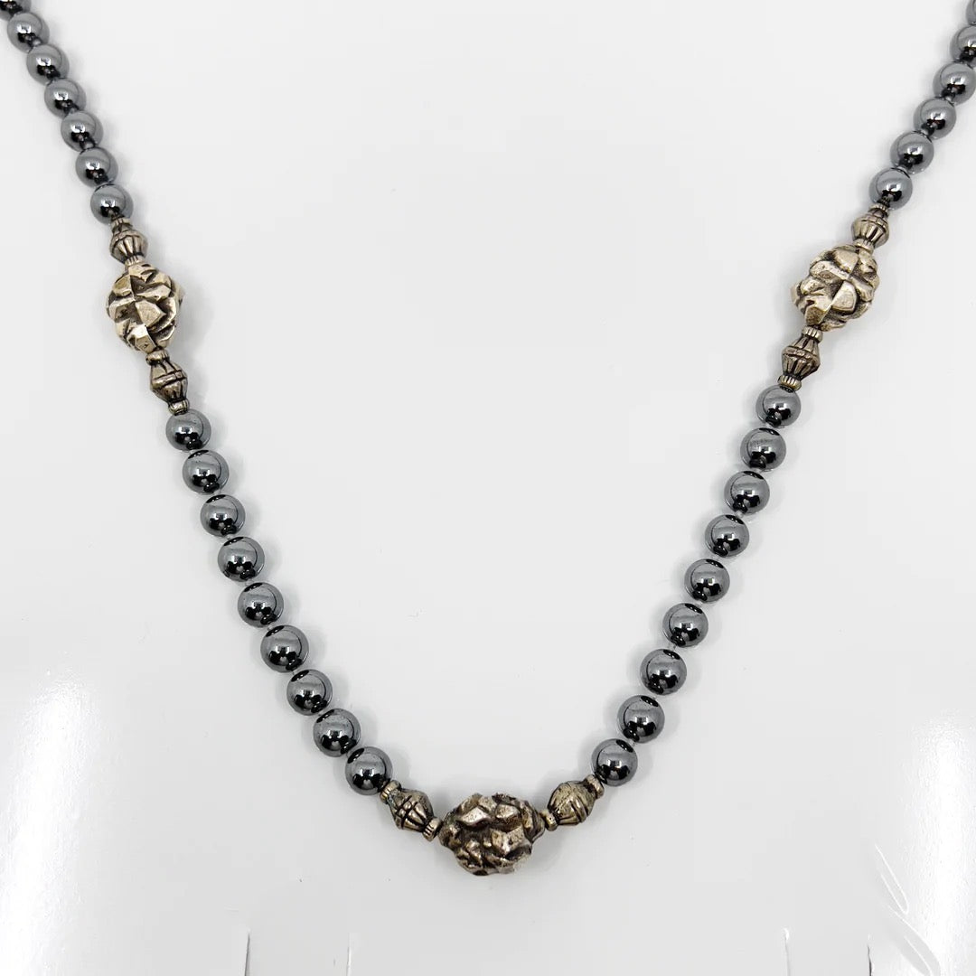 Les Bernard silver & hematite necklace