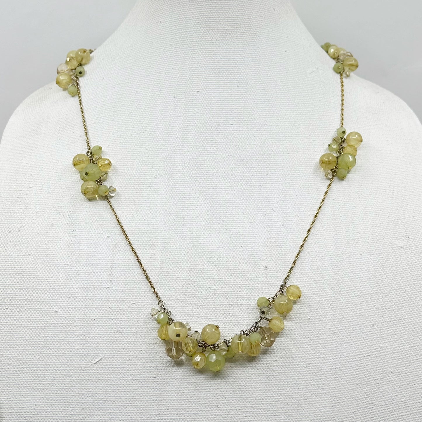 Gold tone acrylic bead necklace