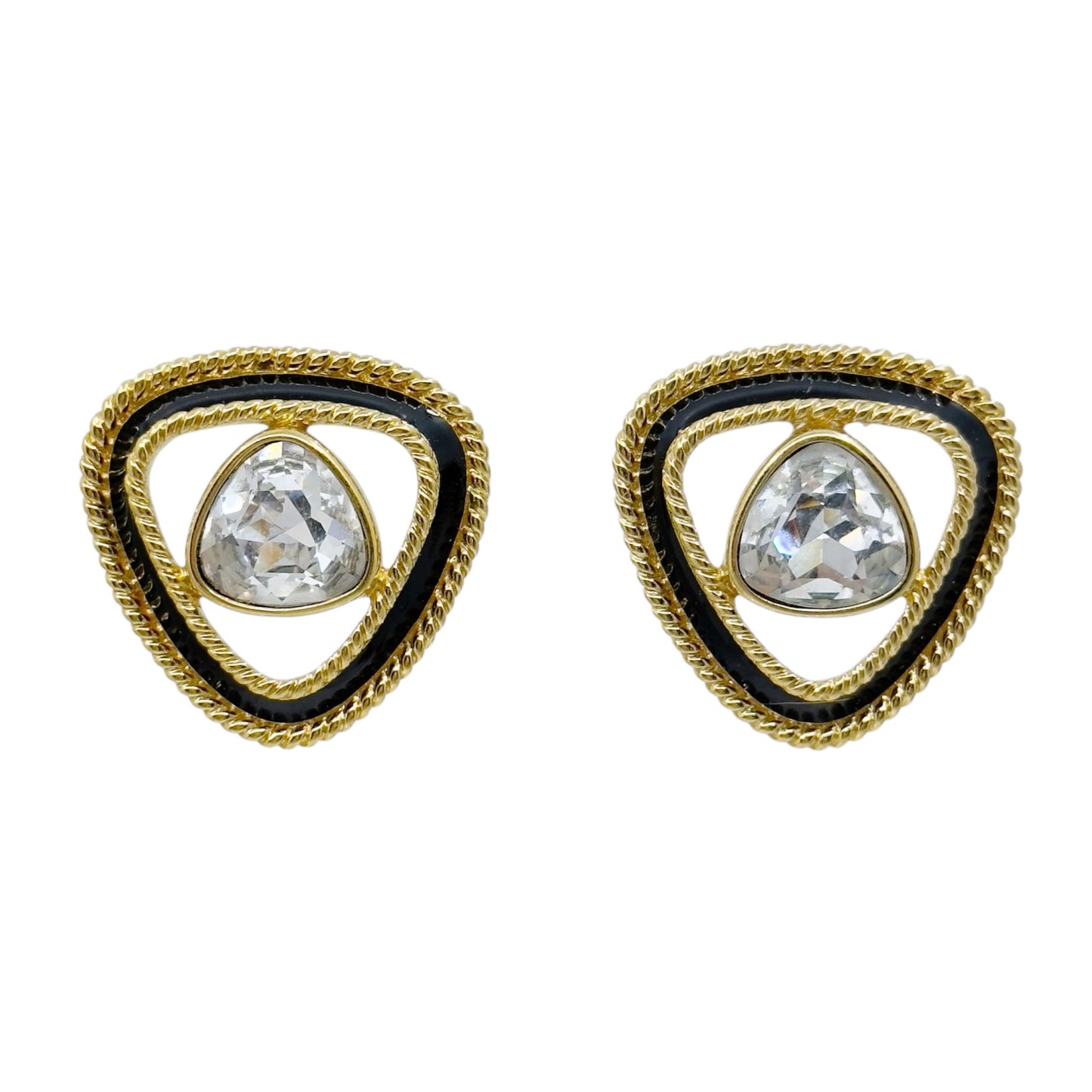 Swarovski crystal Gold tone enamel Earrings