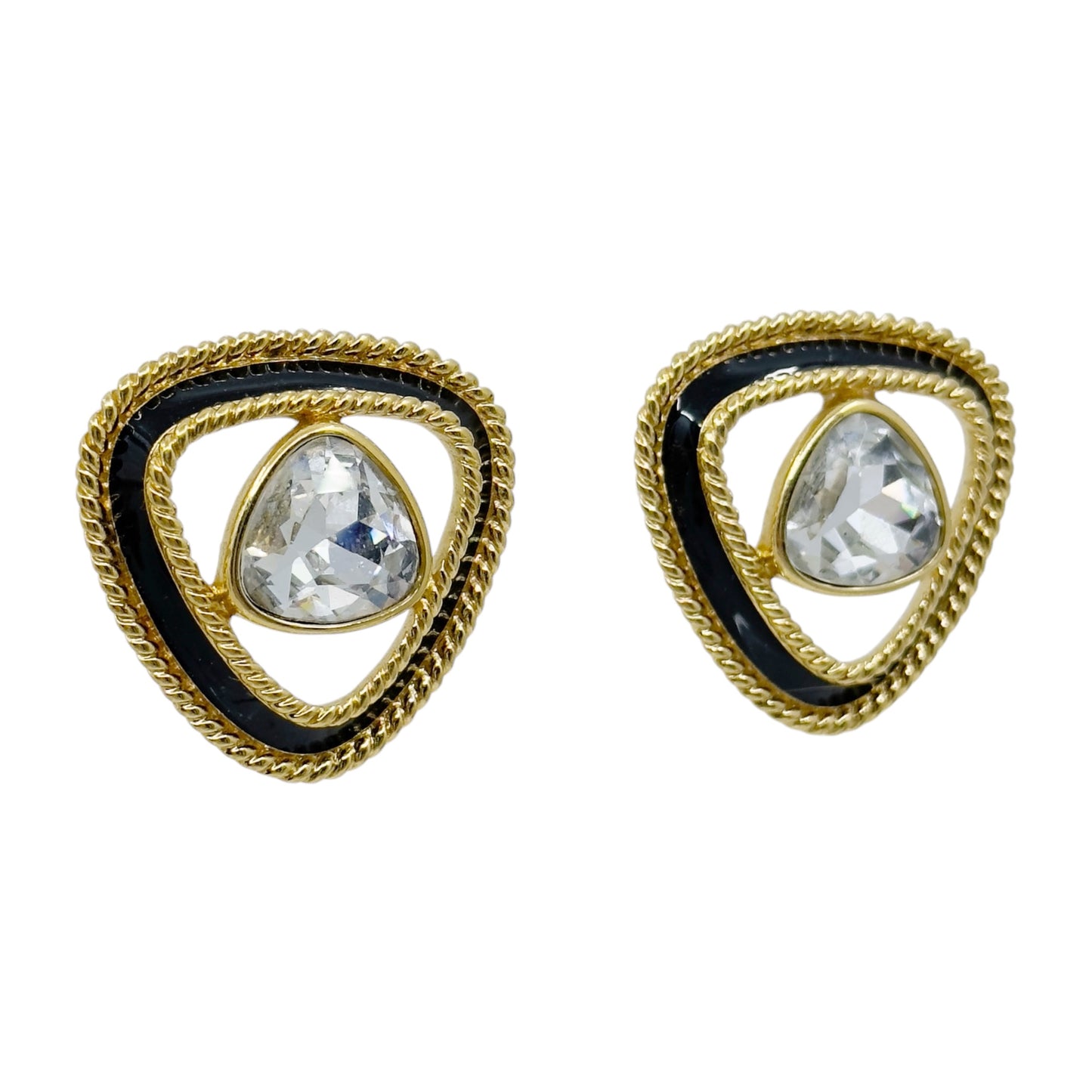 Swarovski crystal Gold tone enamel Earrings