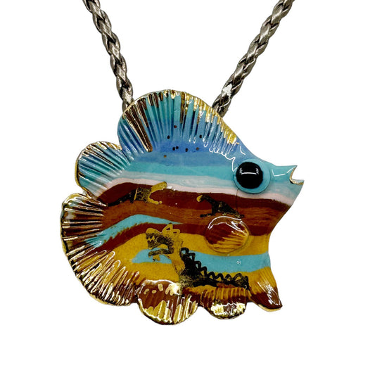 pottery fish pendant necklace